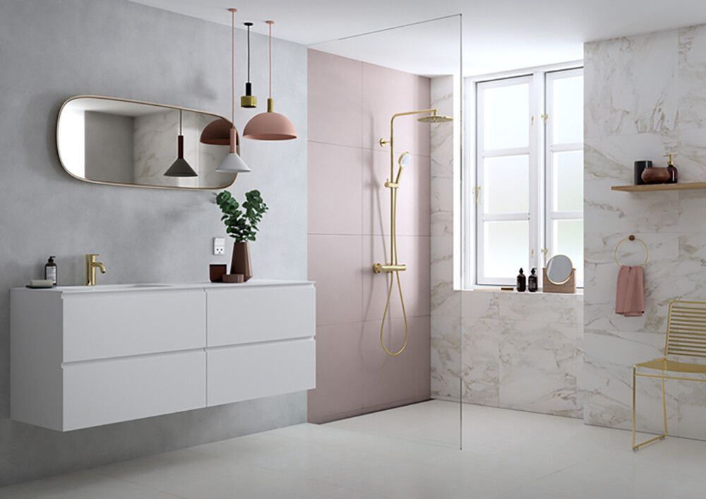 Suihkukokonaisuus Damixa Silhouet kiiltävä messinki