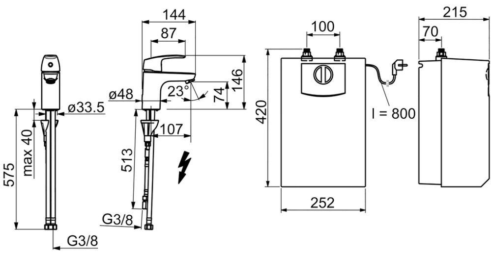 Mökkihana Oras Safira 1003F vedenlämmittimellä