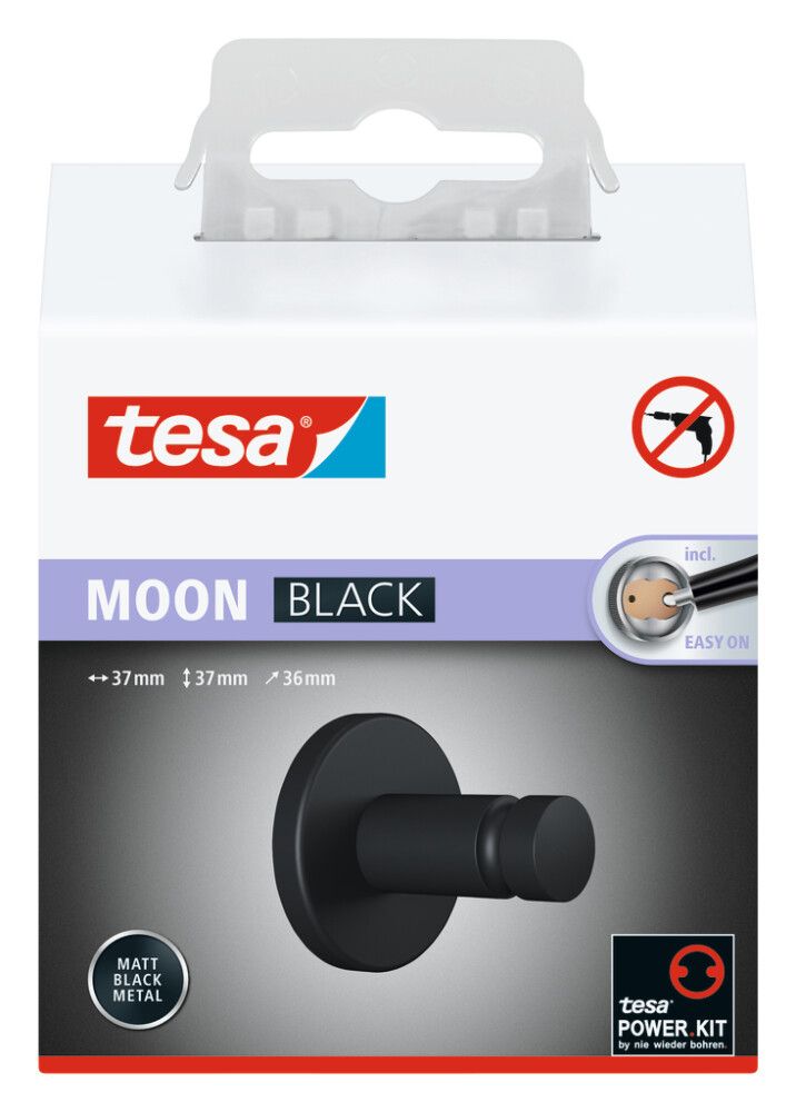 Pyyhekoukku tesa® Moon Ø 3,7 cm Mattamusta