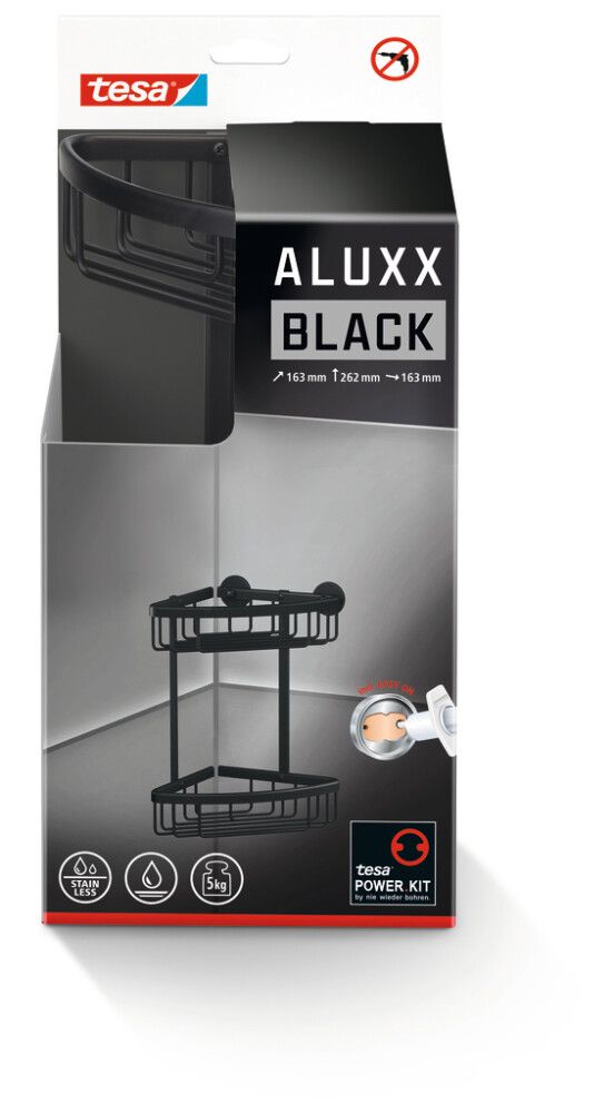 Kulmasuihkukori tesa® Aluxx Musta