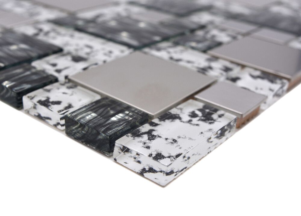 Mosaiikki Crystal Steel Mix XCM MC629 musta/harmaa 30 x 30 cm