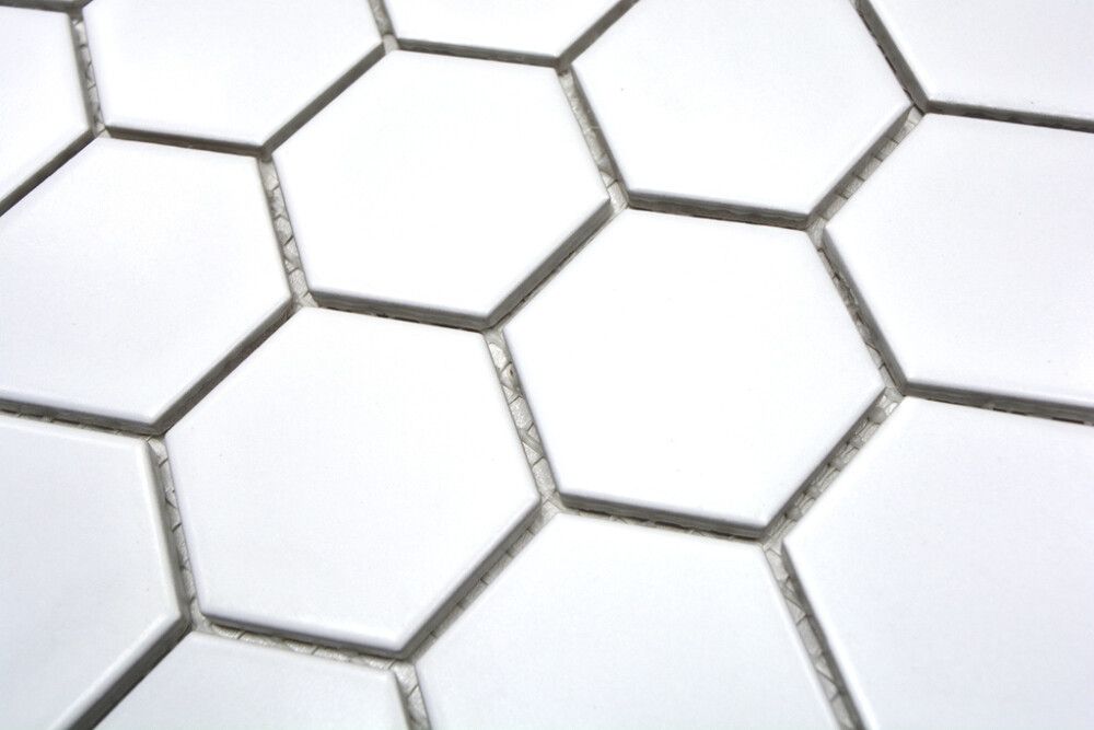 Mosaiikki Hexagon Iso Valkoinen Matta