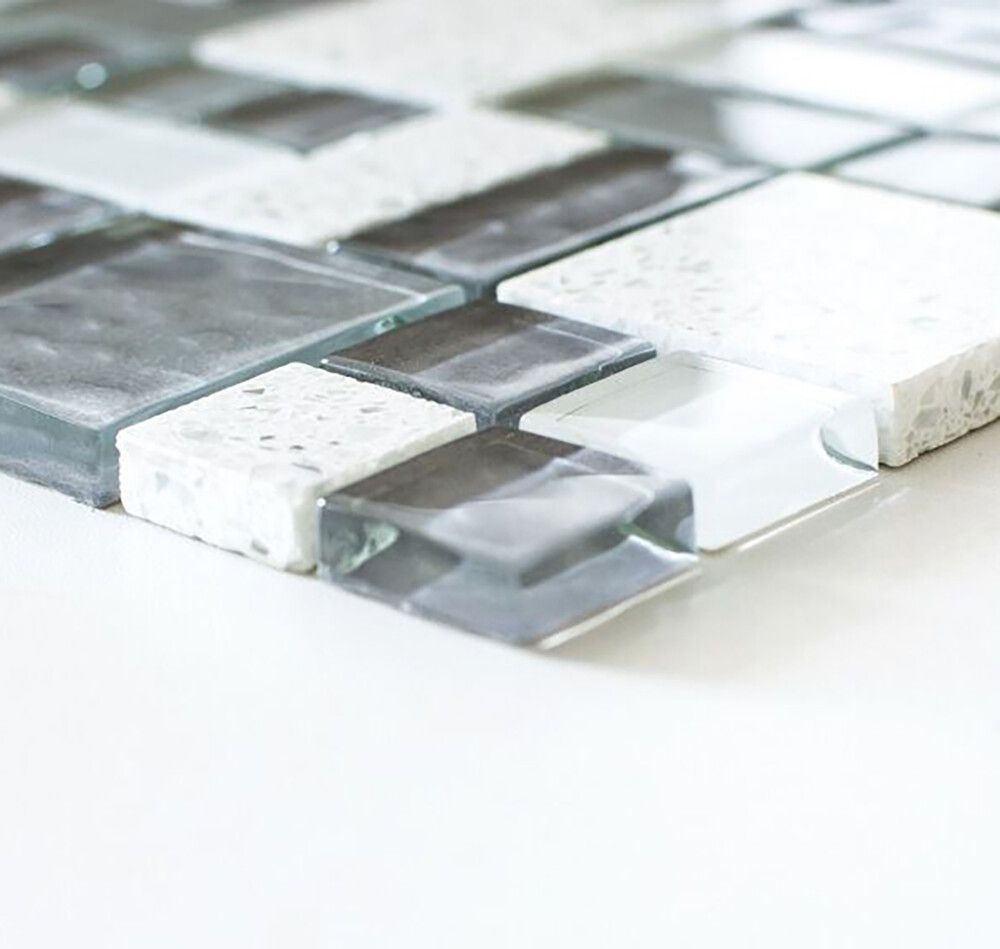 Mosaiikkilaatta Fliesen Crystal Mix harmaa/valkoinen 29,8 x 29,8 cm