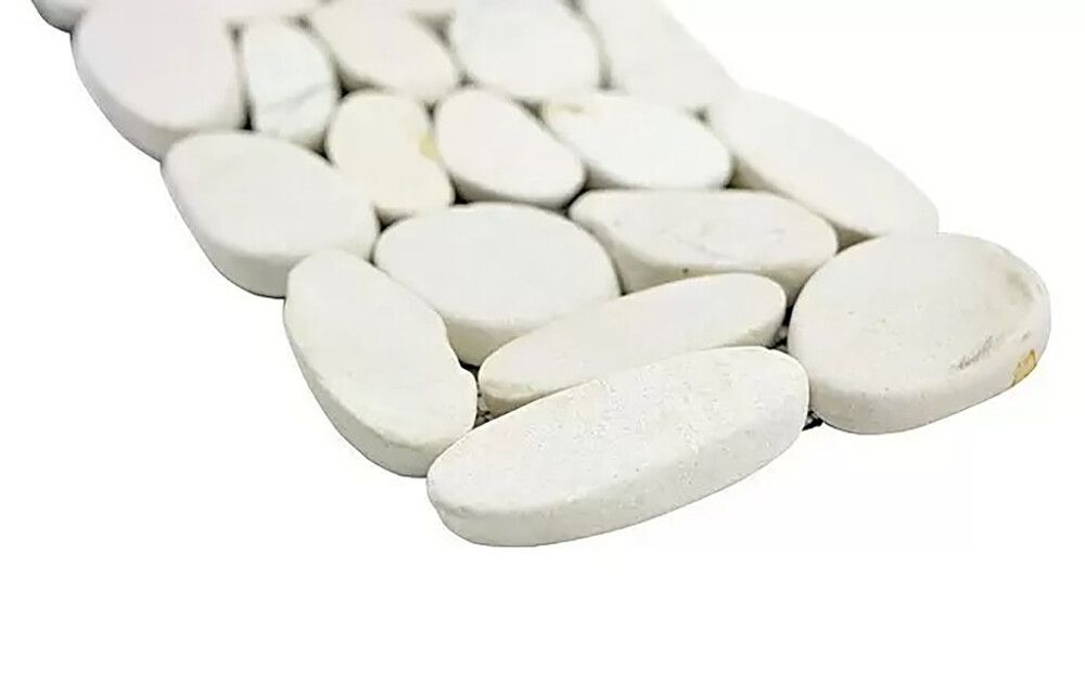 Kivimosaiikkilaatta Fliesen Kiesel Uni valkoinen 30 x 10 cm