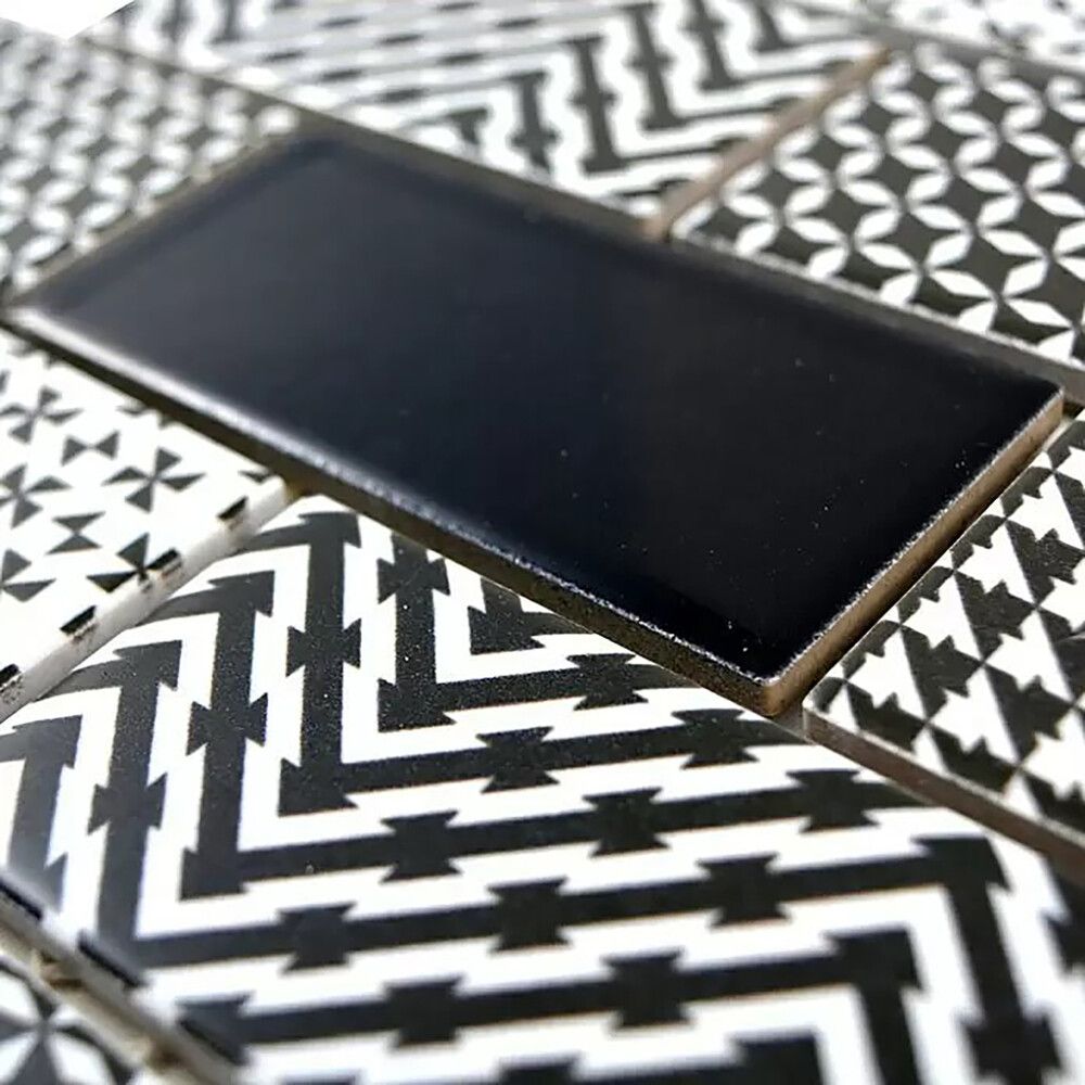 Mosaiikkilaatta Fliesen Subway Misto valkoinen/harmaa/musta 28,3 x 29,1 cm