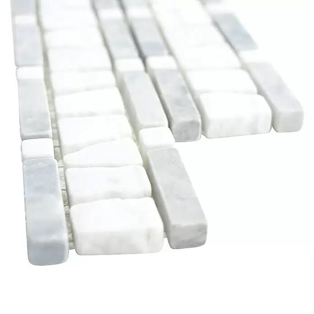 Luonnonkivimosaiikki Fliesen Ladder Mix harmaa/valkoinen 30 x 5 cm