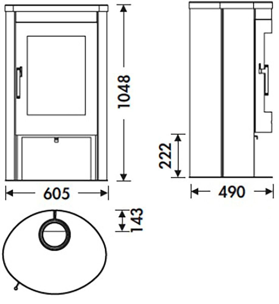 Kevyttakka Panadero Oval 1 Stone musta 104,8 x 60,5 x 49 cm