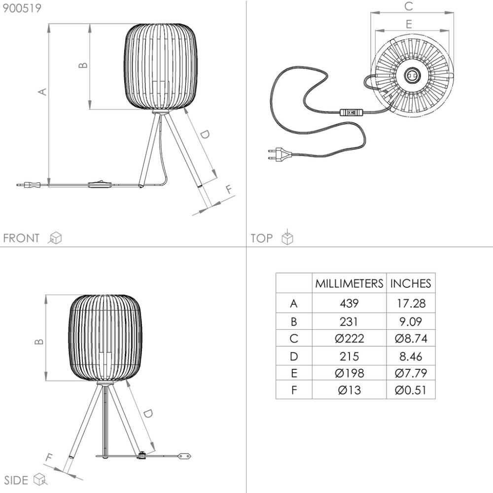 Pöytävalaisin Eglo Romazzina Musta Ø20 cm
