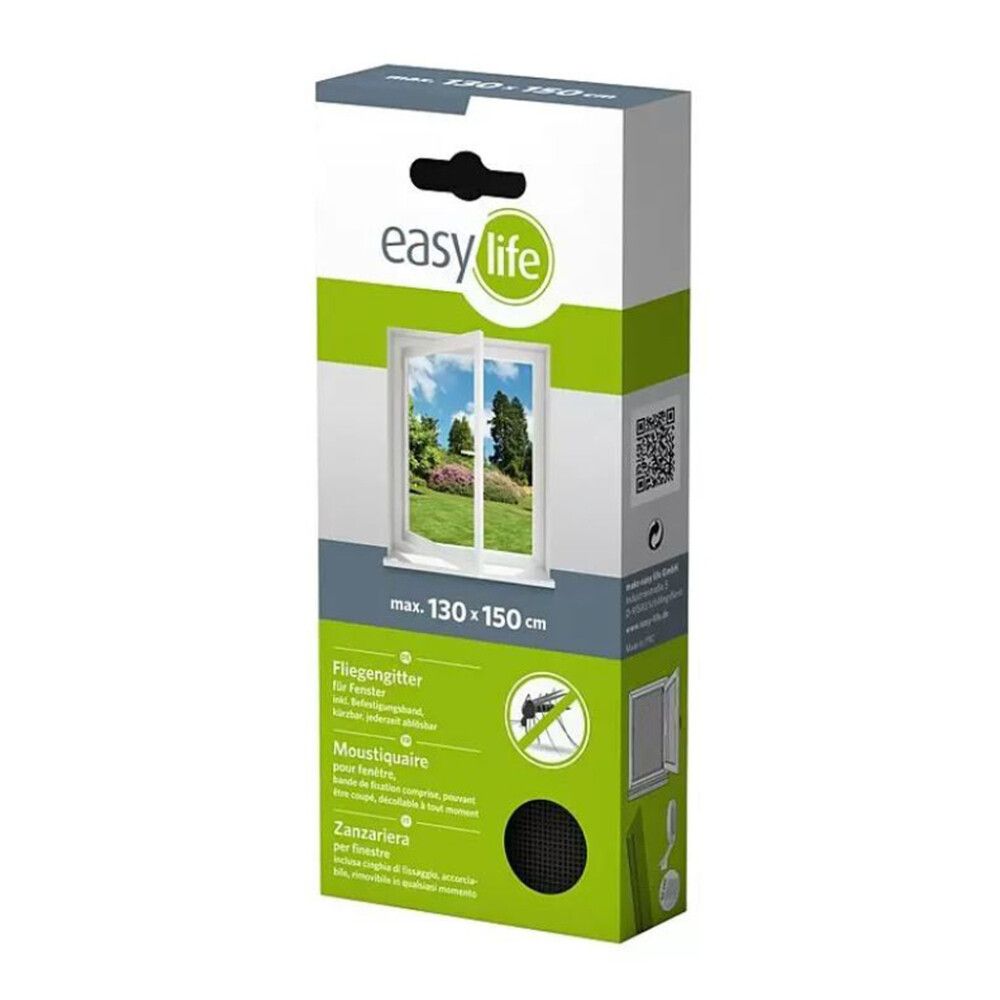 Hyönteisverkko ikkunaan Easy Life 130 x 150 cm Antrasiitti