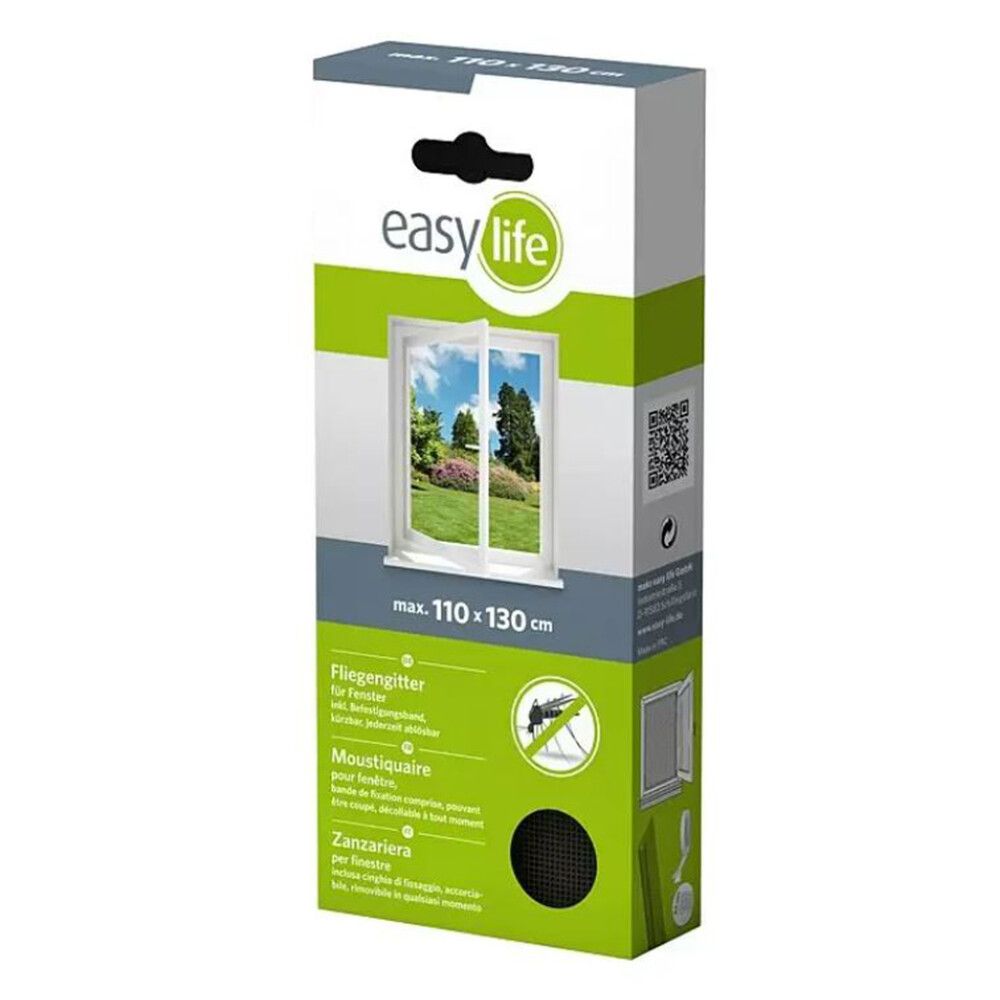Hyönteisverkko ikkunaan Easy Life 110 x 130 cm Antrasiitti