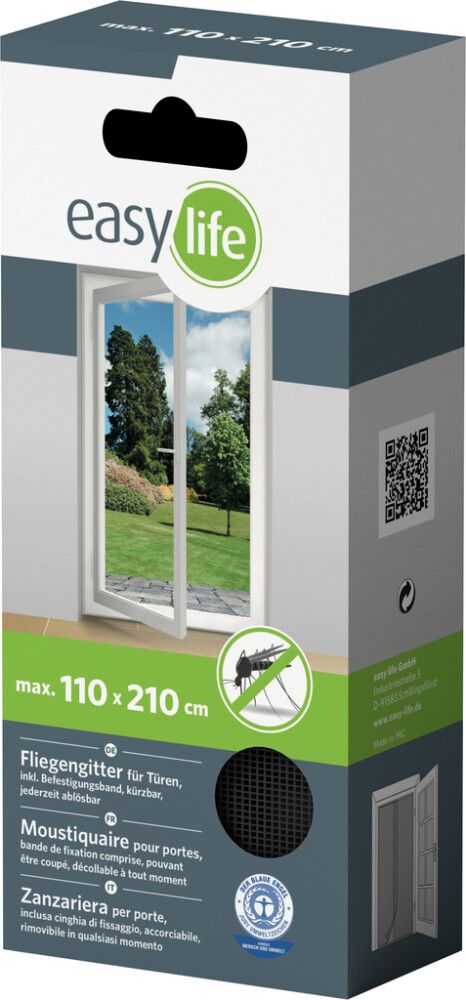 Hyönteisverkko oveen Easy Life 110 x 210 cm Antrasiitti 2 lamellia