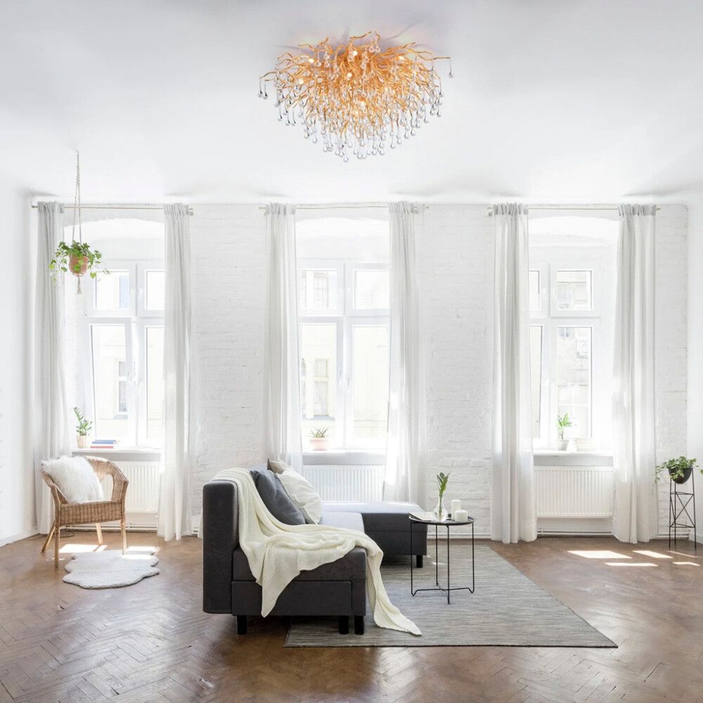 Kattokruunu Paul Neuhaus Icicle Messinki Ø 100 cm