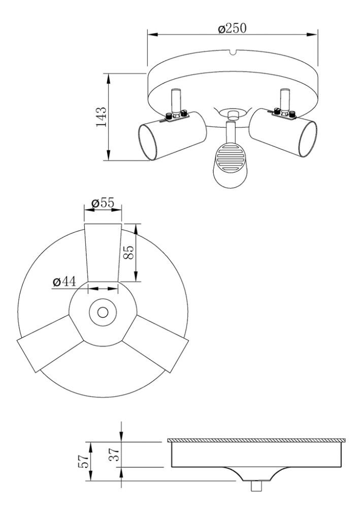 Kattospotti Aneta Pilot valkoinen/kromi Ø 25 cm