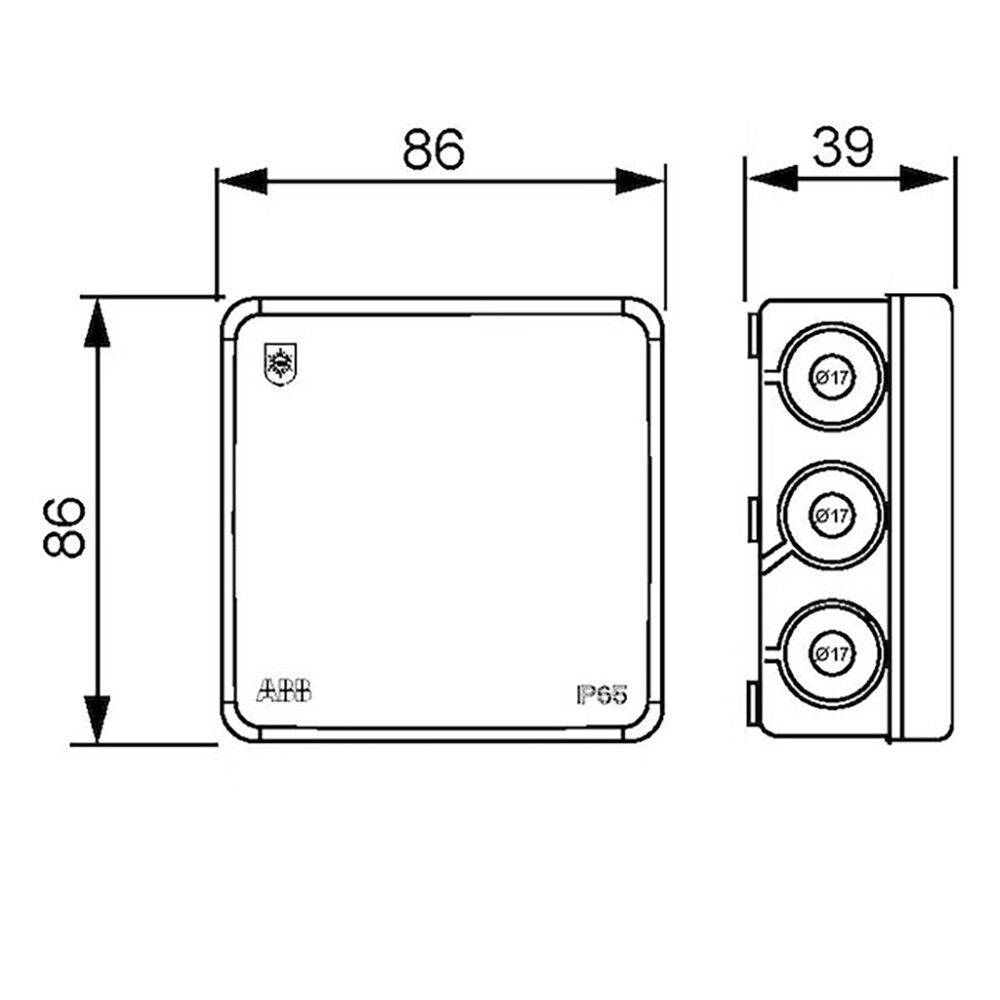 Jakorasia ABB AP9PP IP65 valkoinen 86 x 86 mm