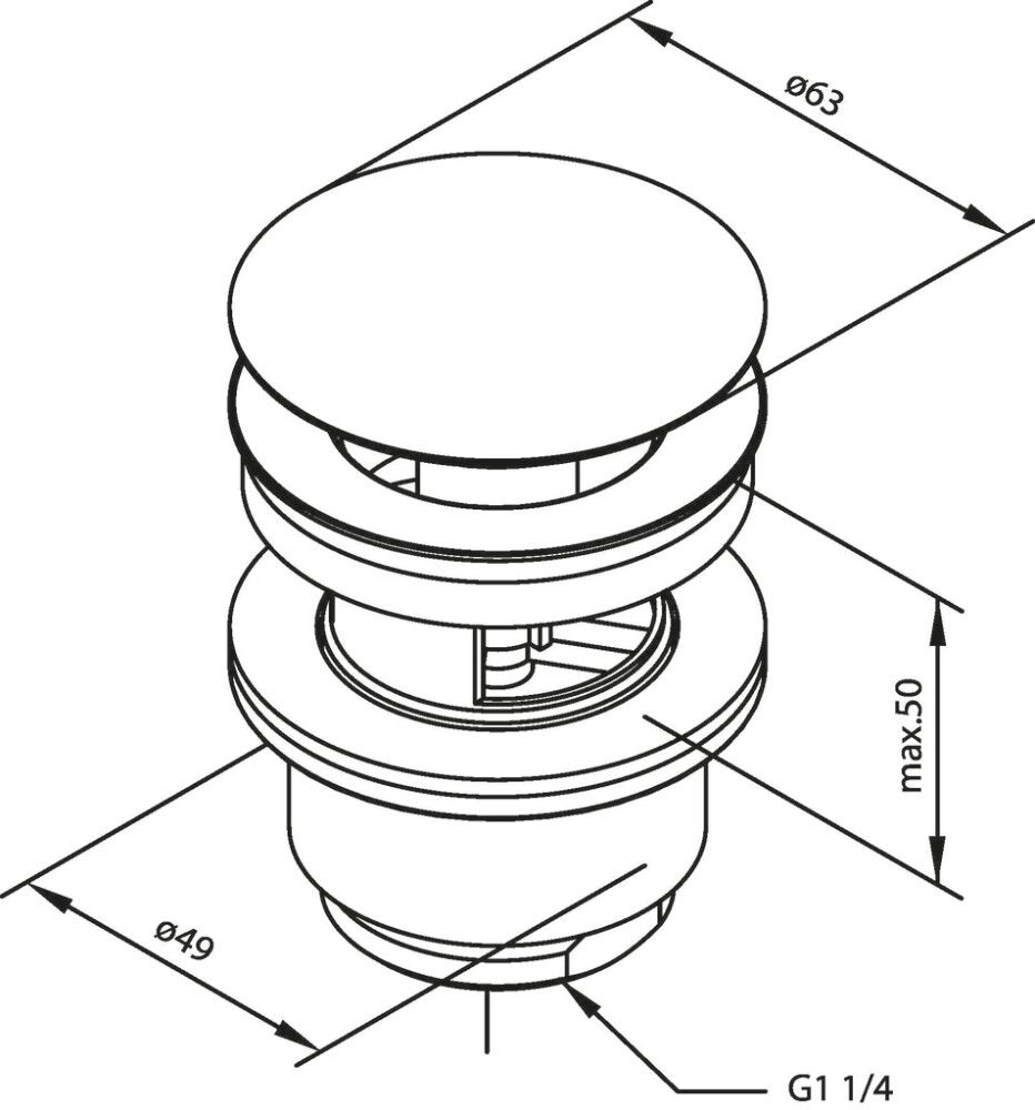Pohjaventtiili Damixa kiiltävä messinki