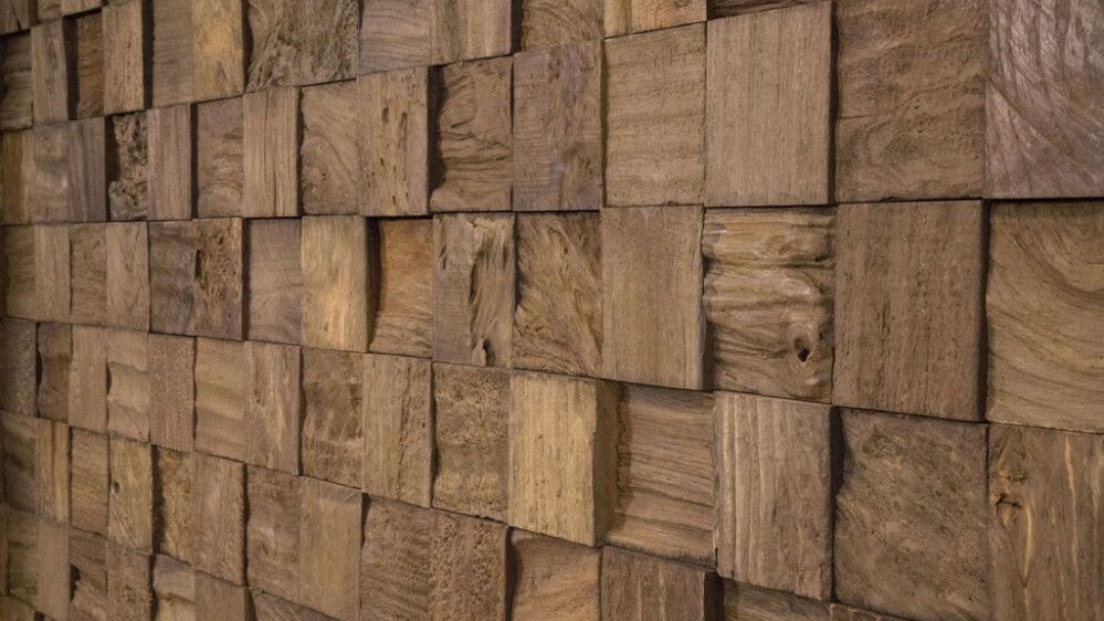 3D-seinäpaneeli Indo Teak Classic Cube Sulawesi 552 x 184 x 10-20 mm
