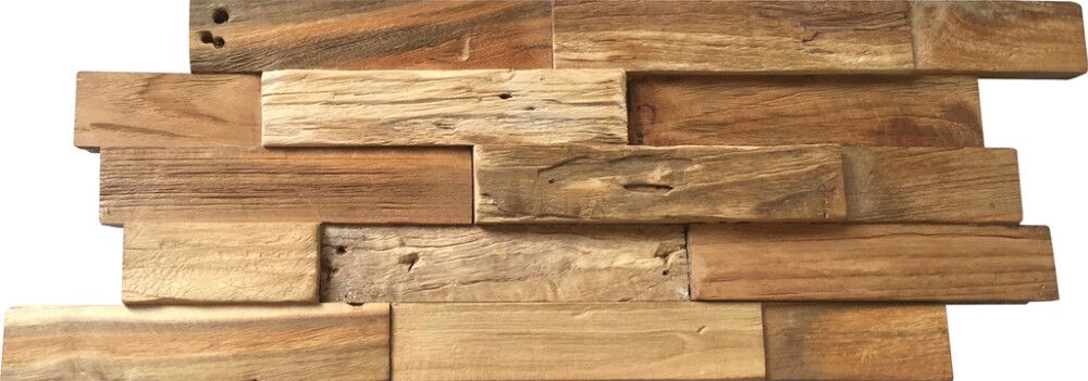 3D-seinäpaneeli Indo Teak FSC Natur 500 x 200 x 10-20 mm