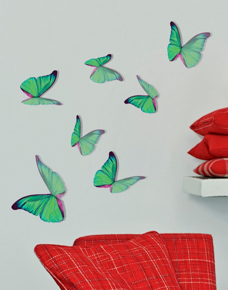 Seinätarra Plage 3D Vihreät Perhoset