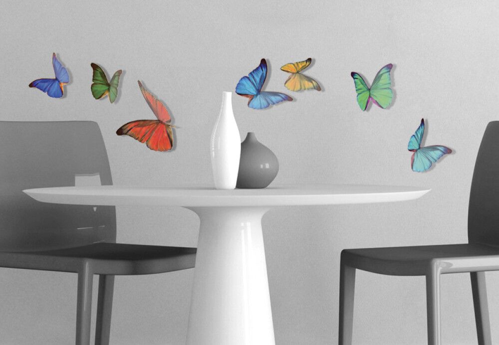 Seinätarra Plage 3D Värikkäät Perhoset