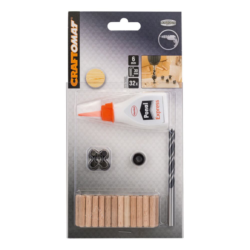 Puutappisarja Craftomat 6 x 30 mm 32 kpl