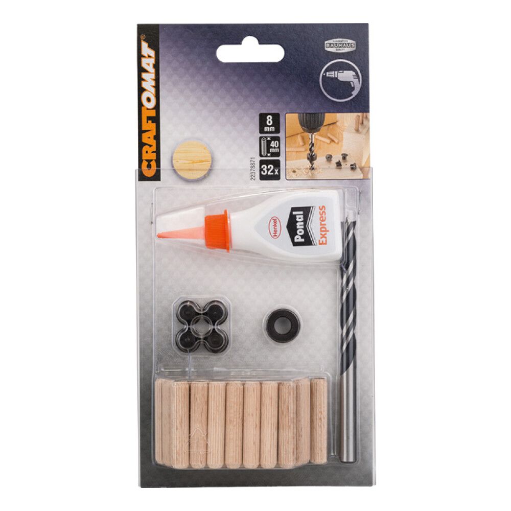 Puutappisarja Craftomat 8 x 40 mm 32 kpl