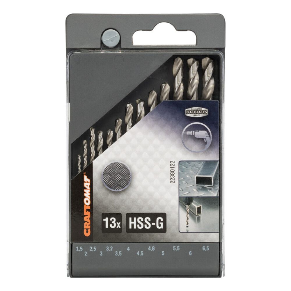 Metalliporanteräsarja Craftomat HSS-G 13-osainen 1,5-6,5 mm