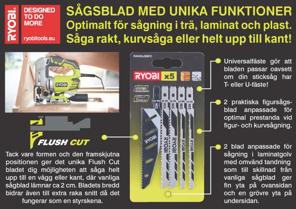 Pistosahanteräsetti Ryobi RAK05JSBFC 5-os