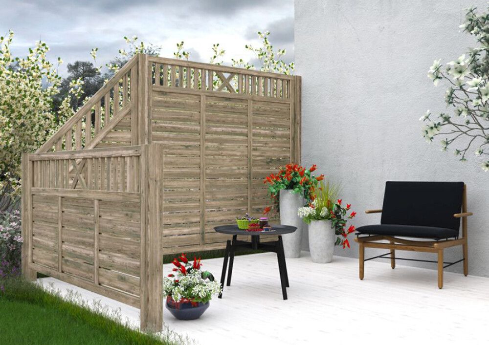 Aitaelementti Palmako Helis 3 harmaa 90 x 90/180 cm