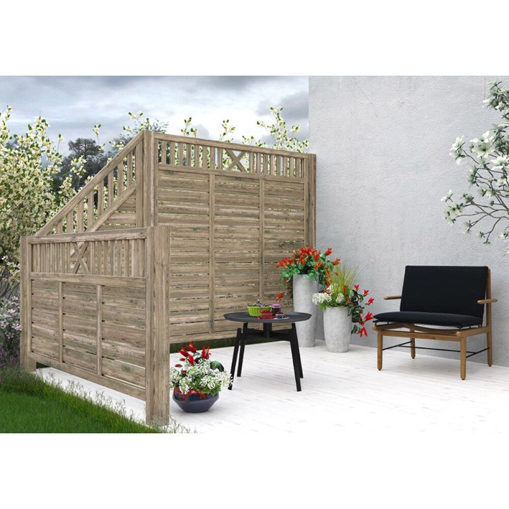 Aitaelementti Palmako Helis 3 harmaa 90 x 90/180 cm