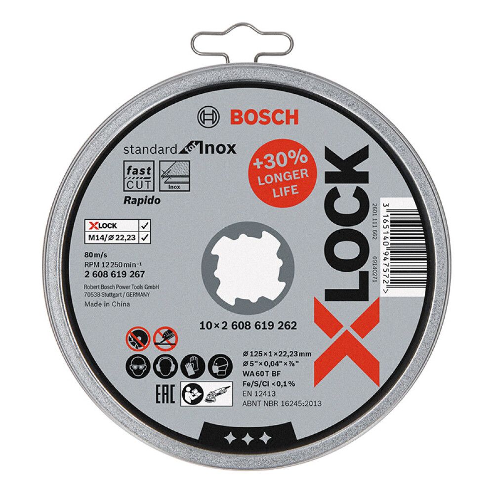 Katkaisulaikka Bosch X-LOCK XL STD Inox 125 mm 10 kpl