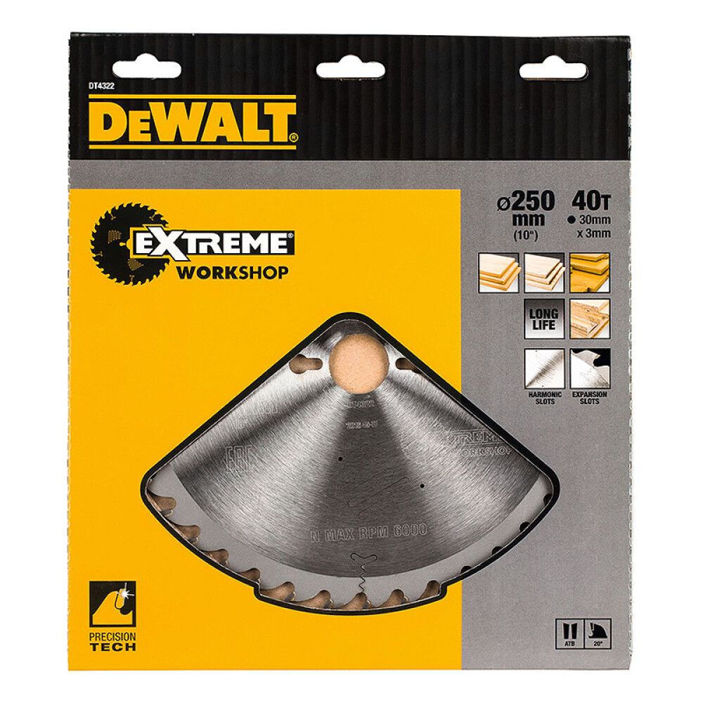 Pyörösahanterä DeWalt Extreme DT4322 250 x 30 mm 40T