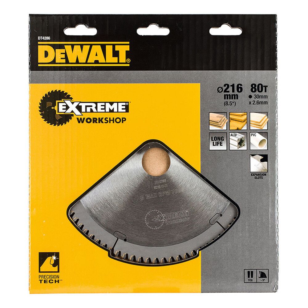 Pyörösahanterä DeWalt Extreme 216 x 30 mm 80T