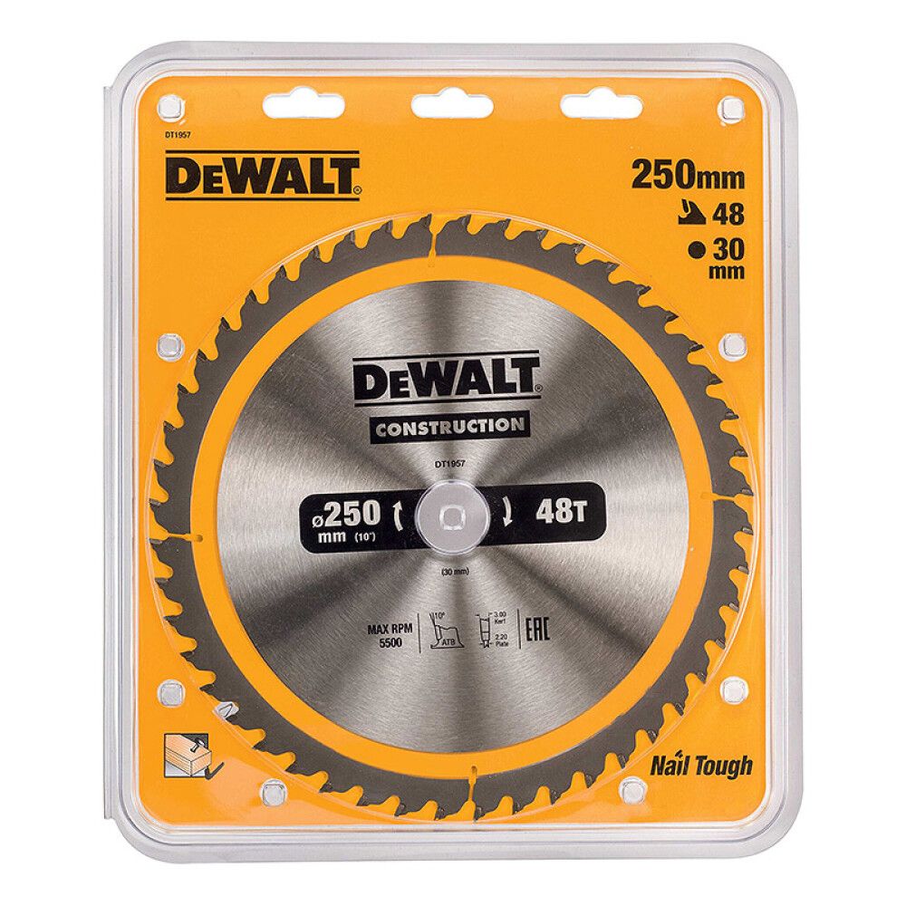 Rakennusterä DeWalt DT1957 250 x 30 mm 48T ATB+10º