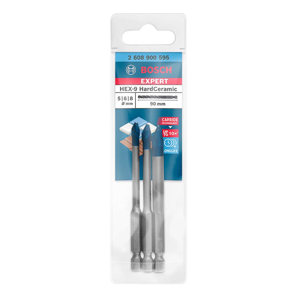 Laattaporanteräsarja Bosch Expert HEX-9 HardCeramic 5-8 x 90 mm 3 kpl