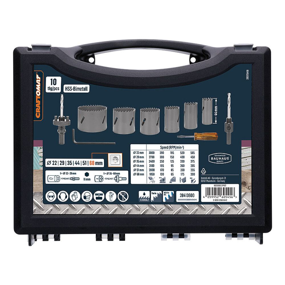 Reikäsahasarja Craftomat HSS-BIM 22-58 mm 10-os.