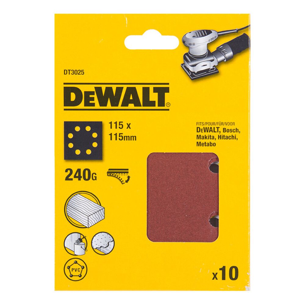 Hiomapaperi DeWalt DT3021-QZ K240 10 kpl 115 x 115 mm