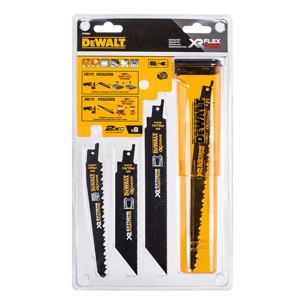 Puukkosahanteräsarja Dewalt XR Extreme Runtime DT99551 8 kpl