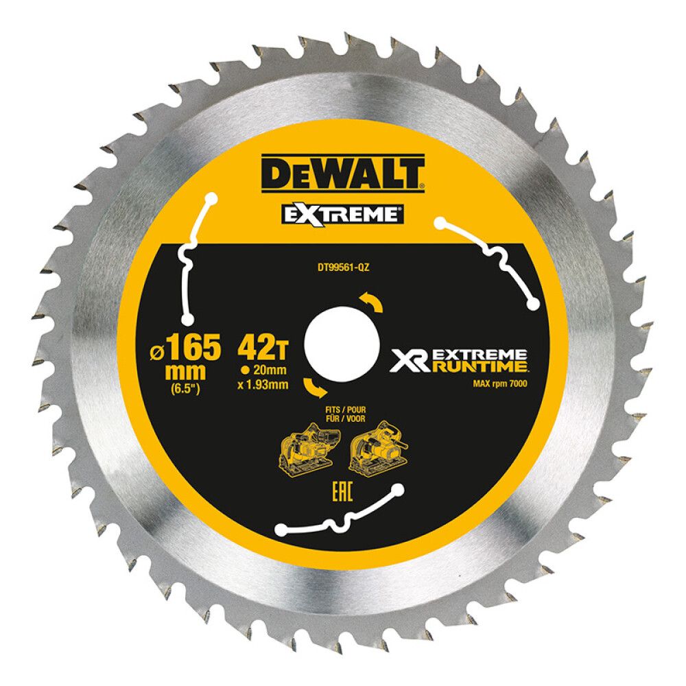 Pyörösahanterä DeWalt Extreme Runtime DT99561 165 x  20 mm 42T