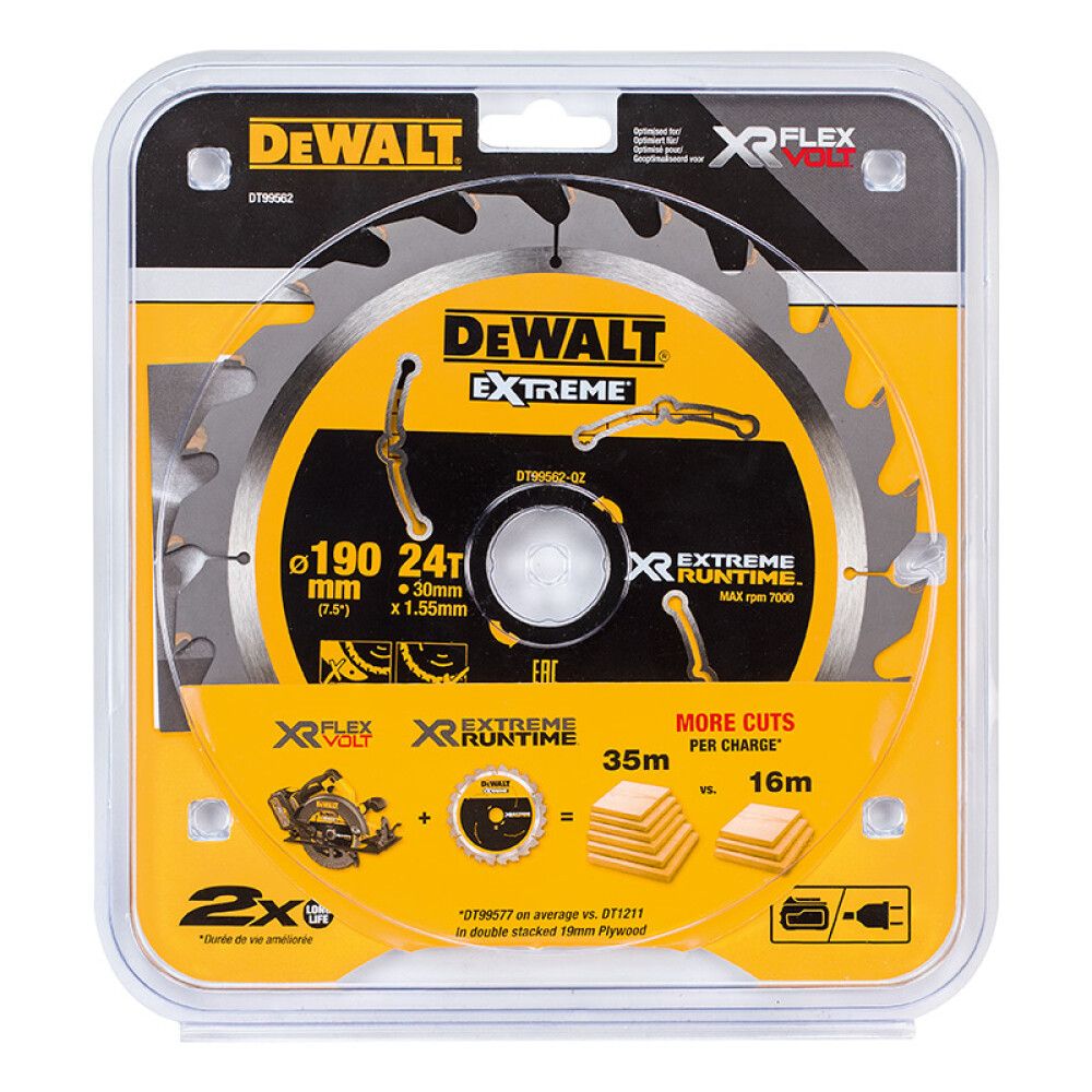 Pyörösahanterä DeWalt Extreme Runtime DT99562 190 x 30 mm 24T