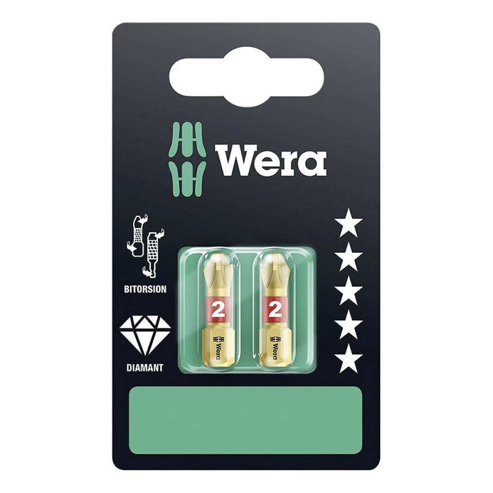 Wera Ruuvauskärki Diamant 851/1 BDC SB BIT 2 Kpl PH 2 X 25 mm