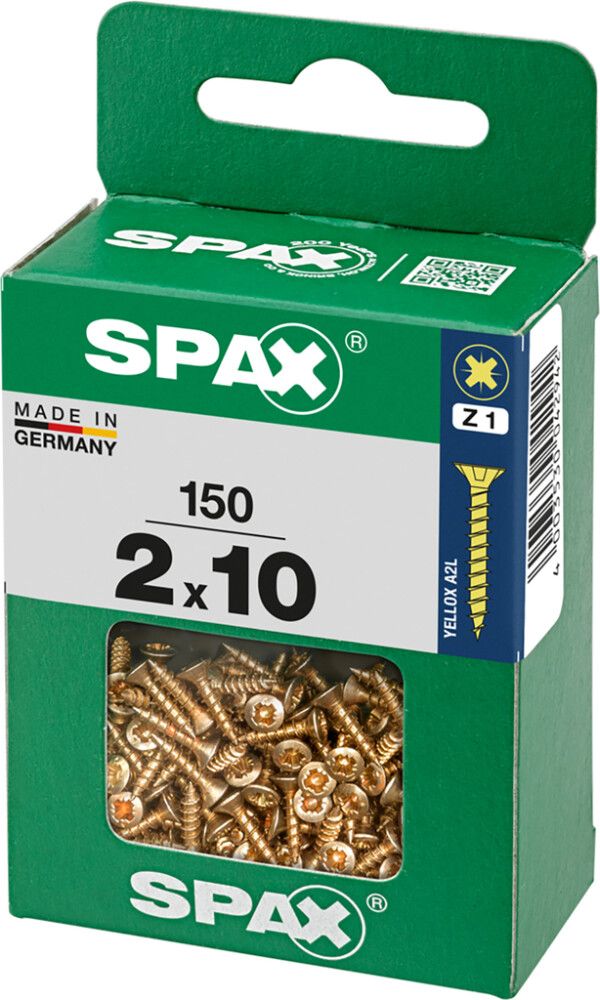 Uppokanta Ruuvi Spax YELLOX 2x10 M 150 KPL