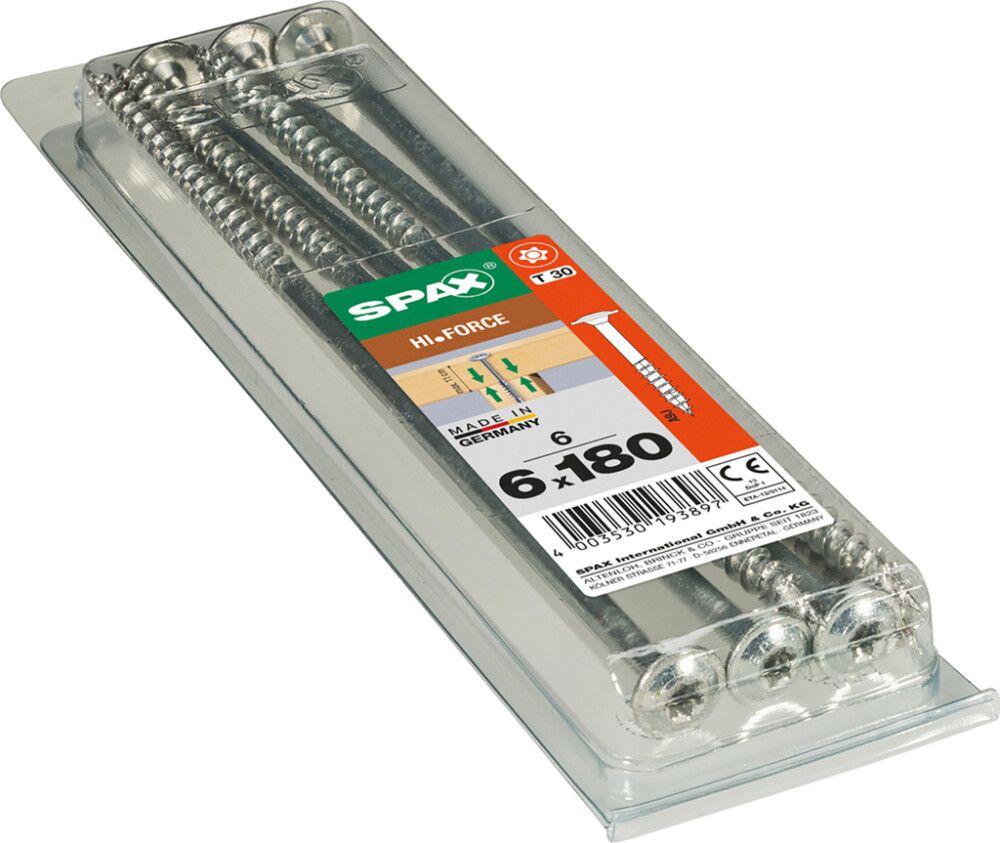 Puuruuvi Spax HI.FORCE TRX WIROX 6x180 mm  6KPL