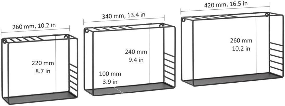 Kuutiohylly Dolle Musta 420 x 260 x 100 mm