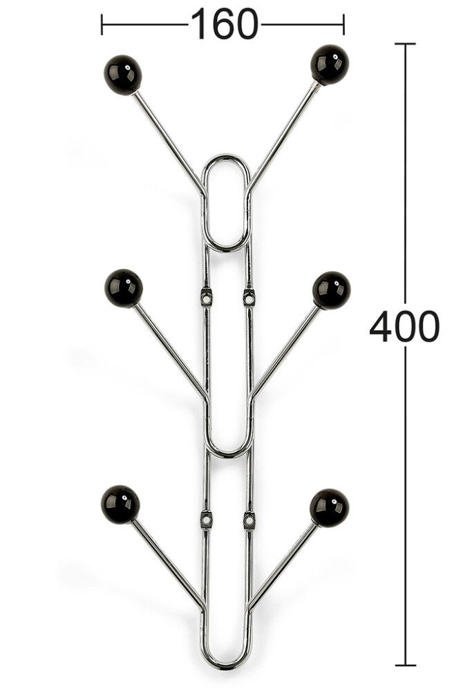 Vaatekoukku Habo Benny musta/kromi