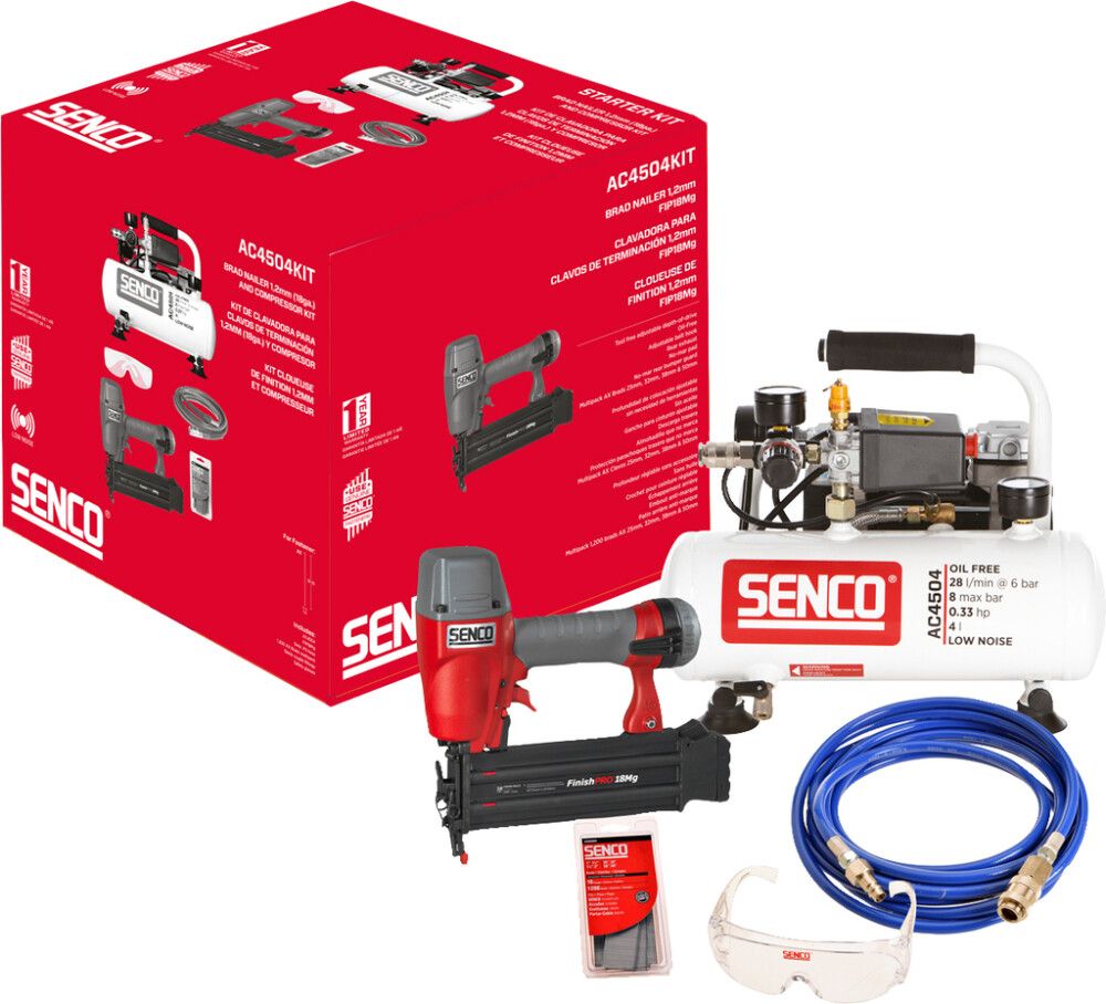 Kompressori AC4504 + Viimeistelynaulain FP18 Senco Kit