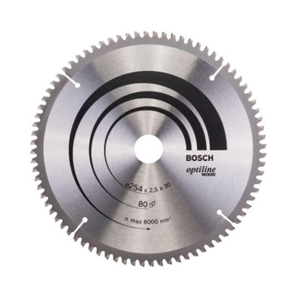 Pyörösahanterä Bosch Optiline Wood 254 x 2,5 mm T80