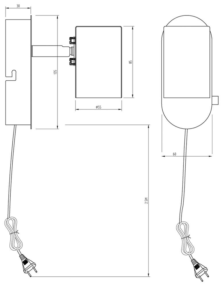 Seinävalaisin Aneta Balder 13,5 cm Valkoinen/Kromi