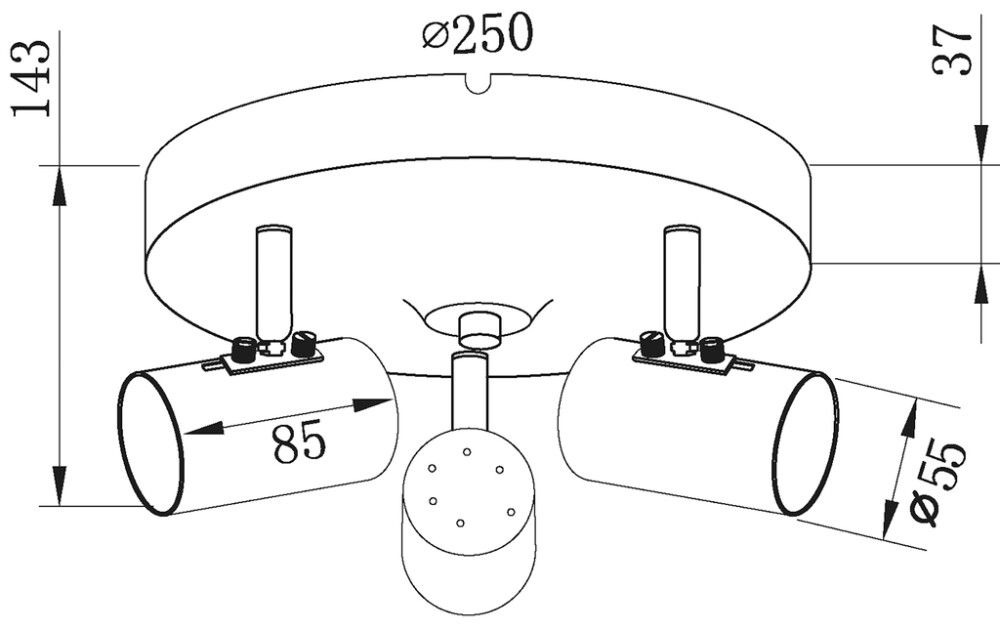 Kattospotti Aneta Balder musta/matta messinki Ø 25 x 14 cm