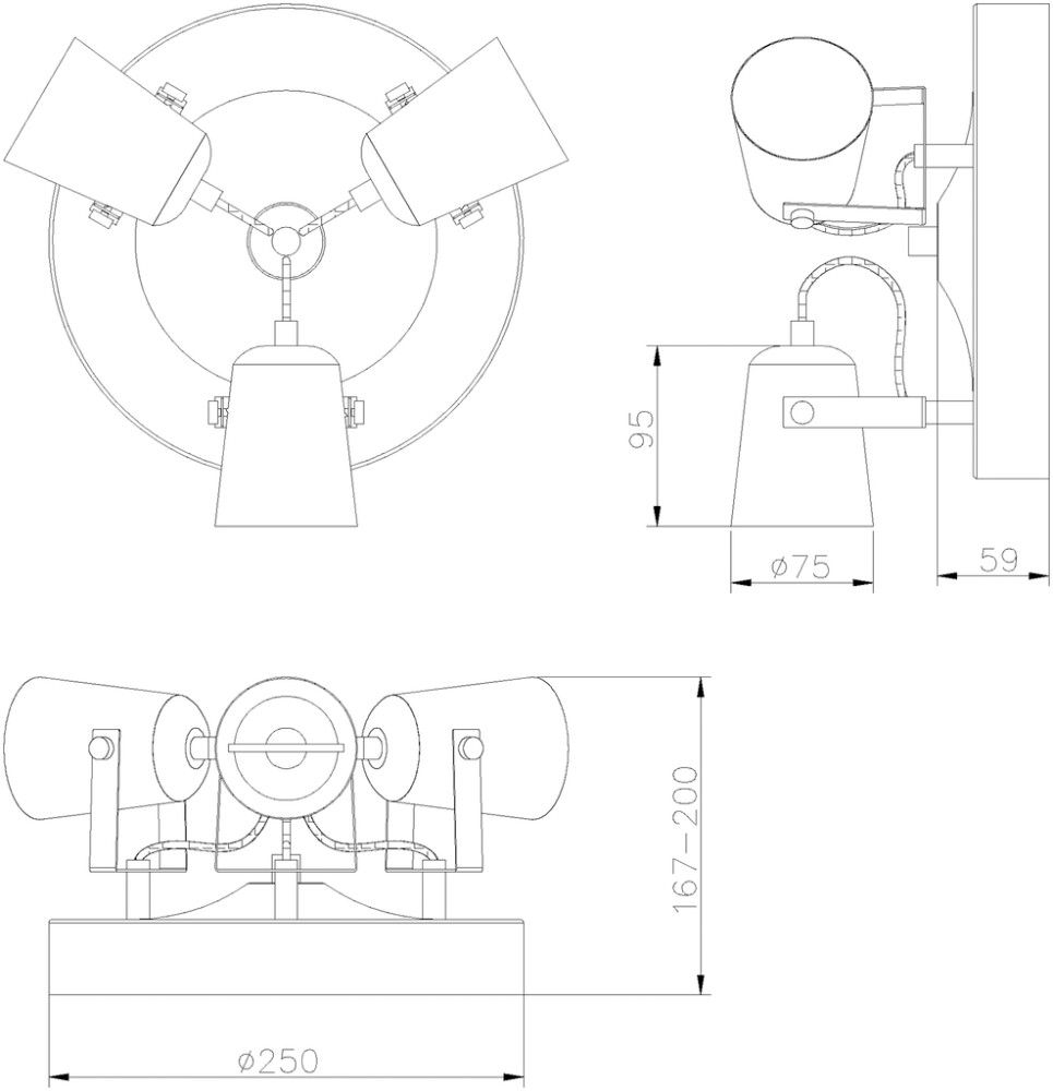Kattospotti Aneta Metz musta/mattamessinki Ø 25 cm