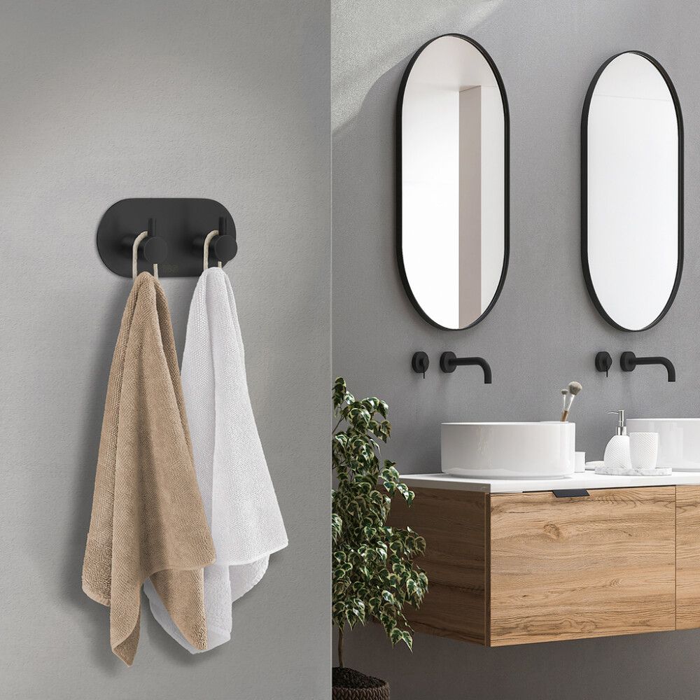 Tarrakiinnitteinen Kaksoiskoukku Beslagsboden BB1102 Mattamusta